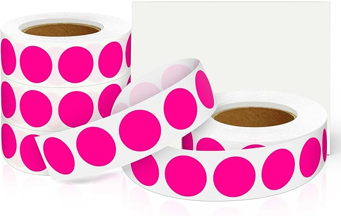 0.75 Inch 4 Rolls of 4000 Colorful Dots Sealing Stickers,Round Permanent Adhesive Color Code Label,Fluorescent Pink Dot Stickers for Home Decorative, Storage Bins,Office Organization,CDs,DIY