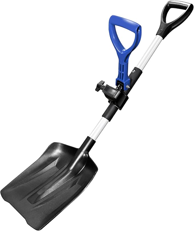 Foldable Snow Shovel,Ergonomic Snow Shovel with Dual D-Handle, No Tools Quick Assembly,Lightweight Shovel for Car Emergency, Garden, Car Garage, Home Sidewalk and Camping,40"