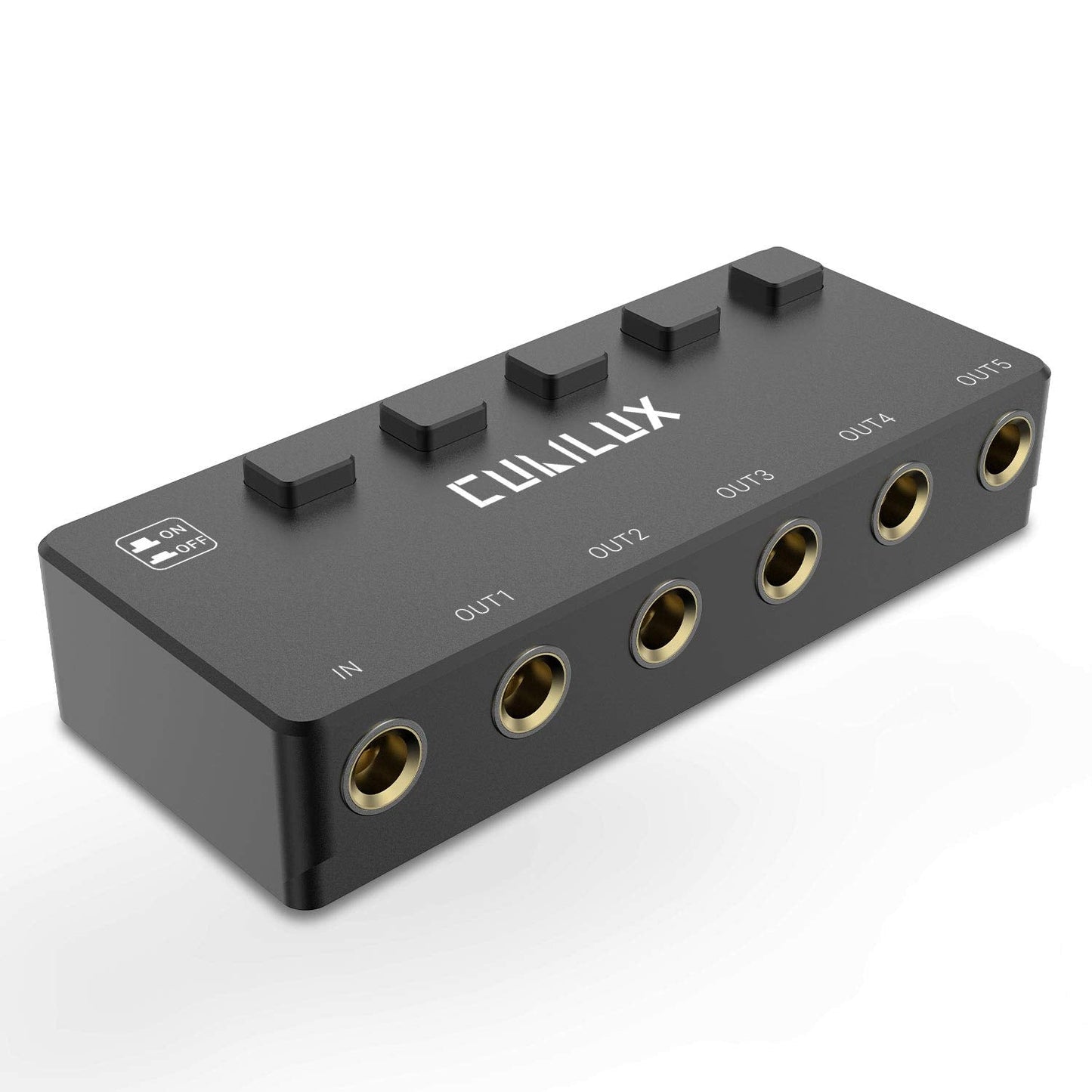 Cubilux 5-Way 6.35mm Stereo Audio Splitter with Switch, Passive Multi 1/4    AUX Distributor, Quarter Inch TRS Splitter Box/HUB