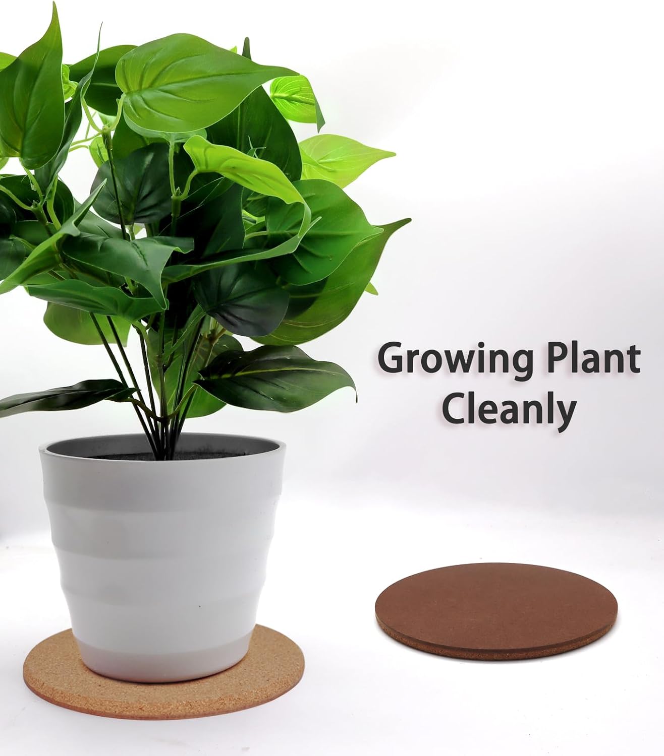 Cork Plant Coasters, 3 Sizes Double Layers Hard Thick Cork Planter Coaster, 4/6/8 Inch Absorbent Cork Plant Mats, Cork Trivets for Hot Dishes, Cork Plant Coasters for House Plants, 10 Pcs