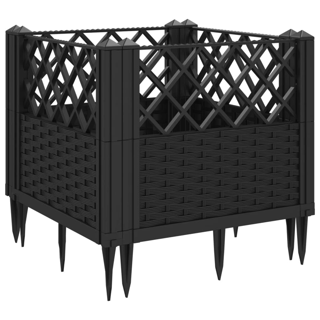 WRJENFSC Black Basketweave Raised Garden Planter 17.1 Inch Square Outdoor Planter Box with Modular Design Lightweight Polypropylene Construction for Patio Garden and Vegetable Planting