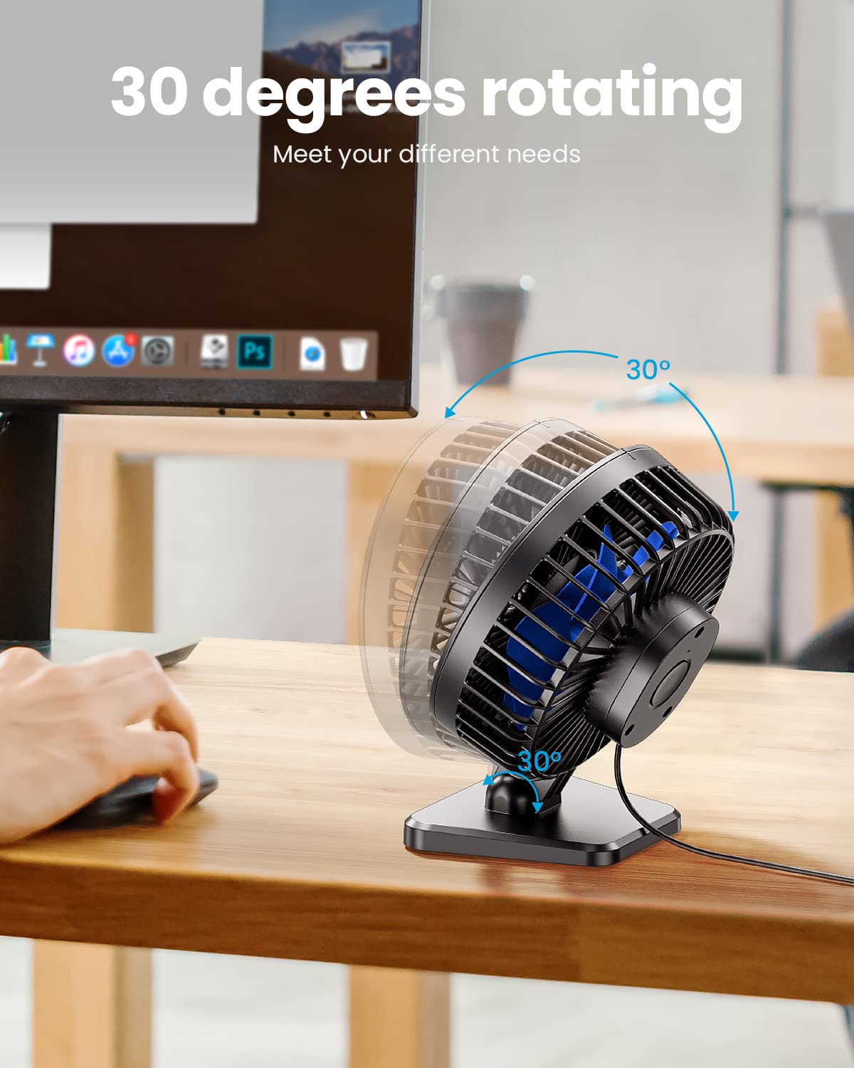 Gaiatop Usb Desk Fan, Small But Powerful, Personal Portable Quiet 3 Speeds, Adjustable Mini Table Desktop Fan For Cooling Home O