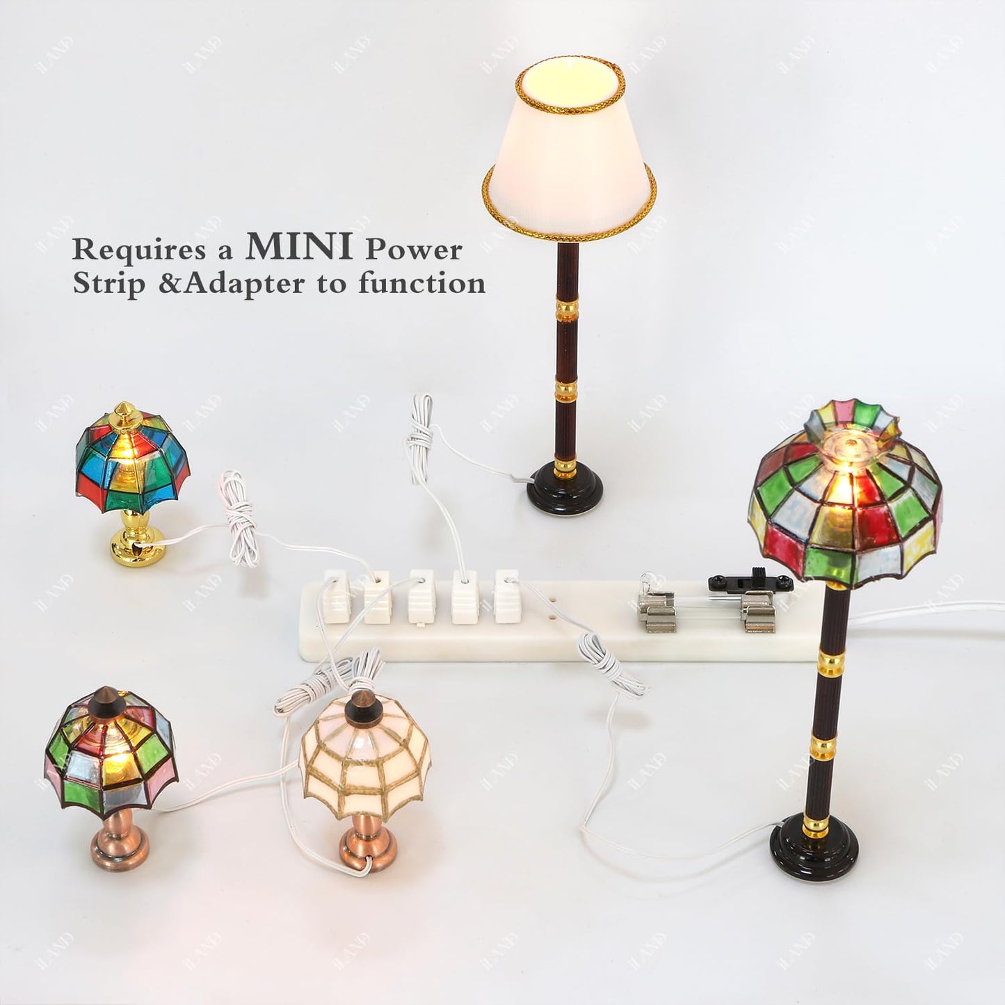 iLAND 1:12 Scale Accessories of Dollhouse Lighting Power Strip & Adapter, Mini Doll House Accessories for Miniature Lights in DIY Miniature House Kit (Mini Power Strip & Adapter)