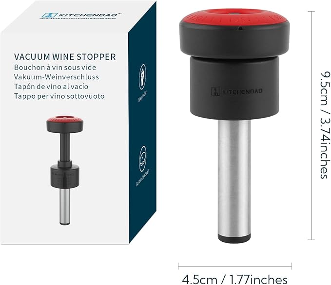 KITCHENDAO 2-in-1 Vacuum Wine Stopper, Built-in Wine Saver Pump with Date Marker, Wine Sealer Corks to Keep Fresh, Reusable Wine Preserver, Easy to Release, Set of 2