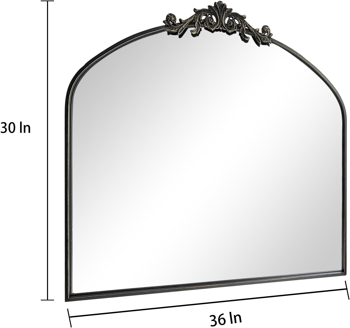 Wall Mirror Window Decorative Traditional Mirrors Antique Arched Farmhouse for Living Room Bedroom Entryway Bathroom Vanity 30 * 36 * 1.2,Black