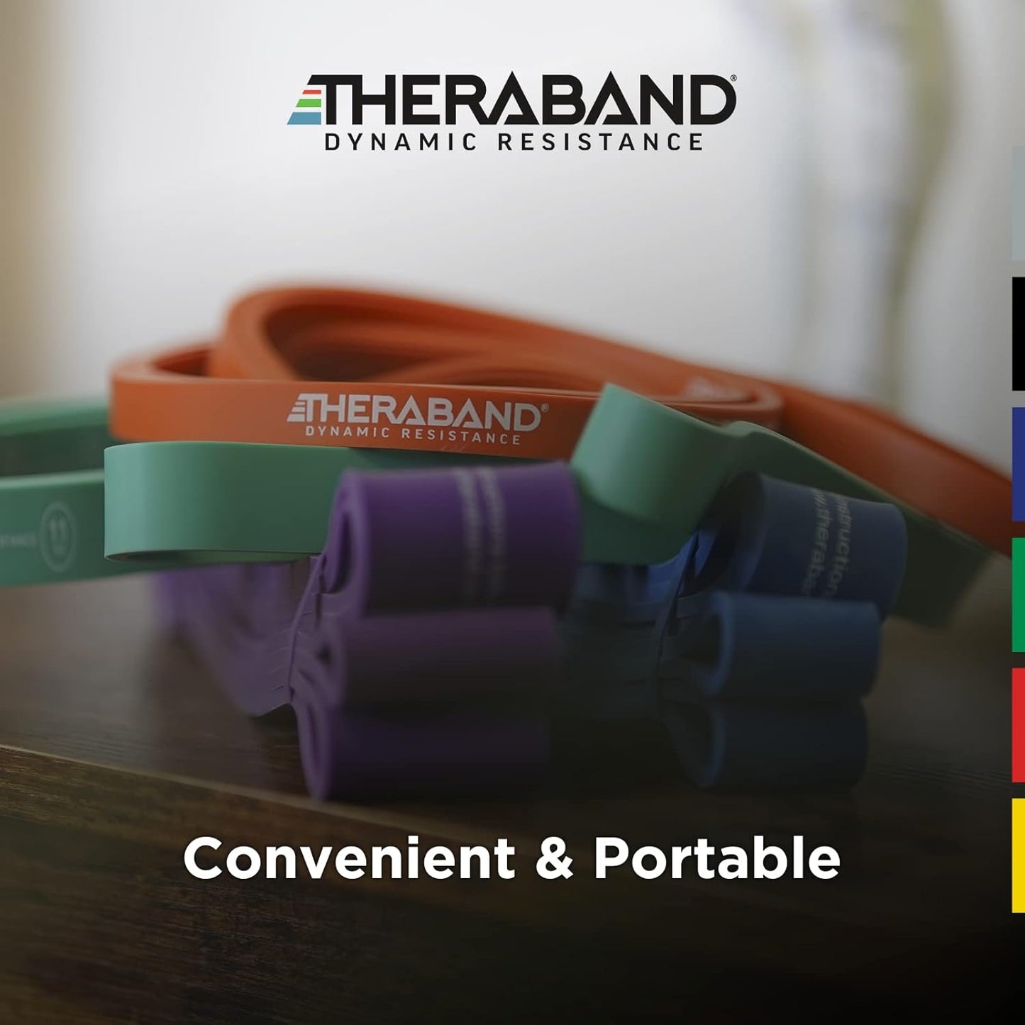 THERABAND High Resistance Bands, Set of 4 Elastic Super Bands for Improving Flexibility, Injury Rehab, & Full Body Workouts, Heavy Duty Stretch Bands for Exercise, Light, Medium, Heavy, X-Heavy Bands