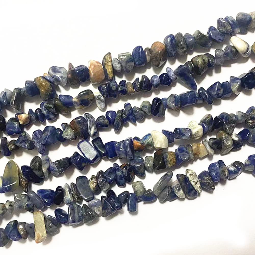 PLTbeads 7-8mm Natural Blue Sodalite Gemstone Chips Beads Healing Crystals Waist Bracelets Necklace Kit Irregular Stone DIY Crafts Design Jewelry Making