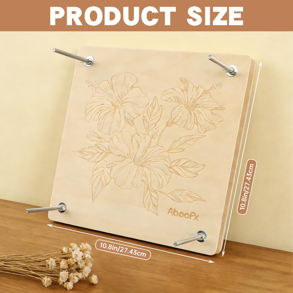 Flower Press Kit,Craft Kits 11"x11" 6 Layers Wooden Flower Pressing Kit with Storage Bags for DIY Floral Art,Dried Flowers Plant Wedding Bouquet Preservation Kits(wood,Size:27.43*27.43*0.5cm)