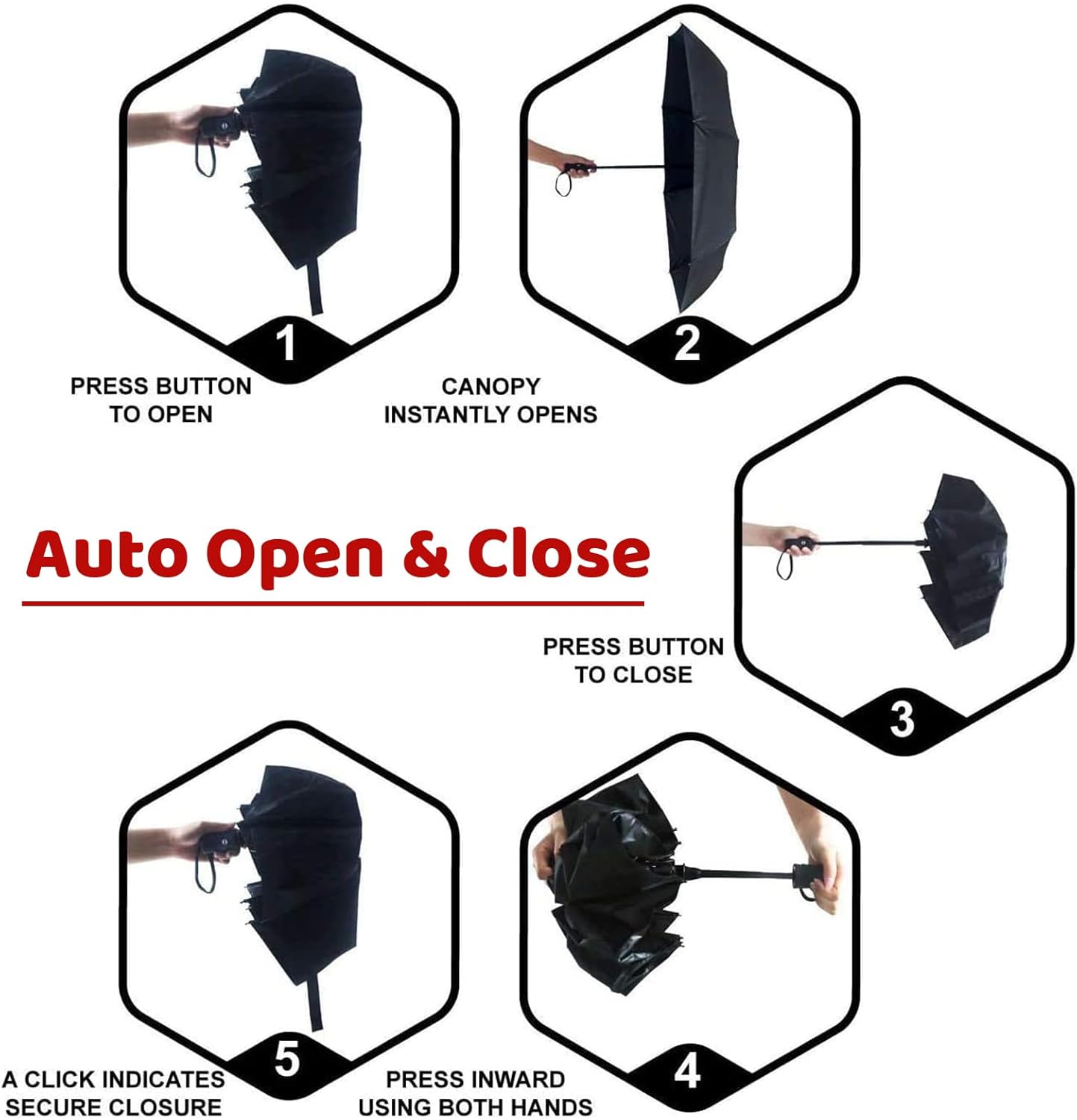 SY COMPACT Umbrella Automatic Travel Waterproof Light Folding Umbrellas Easy Carry for Women and Men