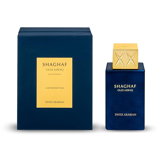 Swiss Arabian Shaghaf Oud Azraq, Limited Edition - Luxury Products From Dubai - Long Lasting and Addictive EDP Spray Fragrance - Seductive, Signature Aroma - Luxurious Scent of Arabia - 2.5 oz