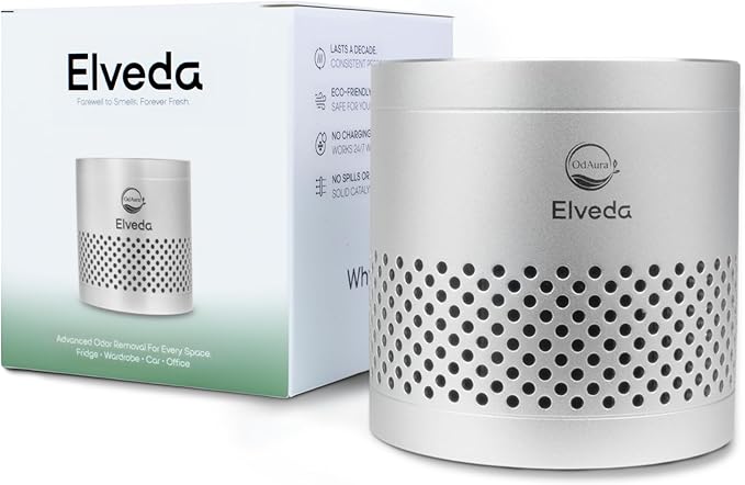 Elveda, Refrigerator Deodorizer odor eliminator for home. Lasts 10 years. Fridge, closet, pantry, shoe rack, car & drawer odor absorber for home. Nontoxic top kitchen gadgets. Kitchen gifts under 25.