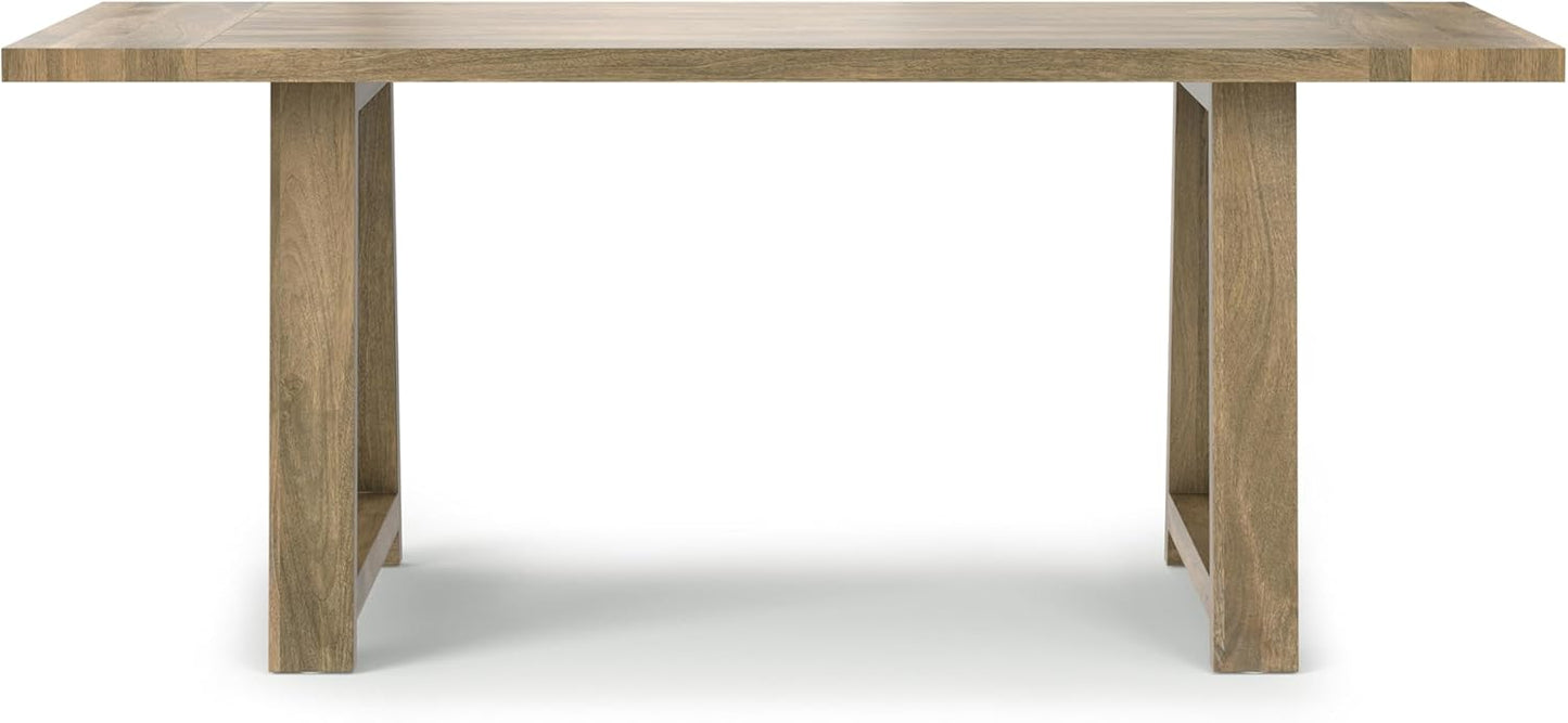 SIMPLIHOME Whitley Dining Table - 72 inch Wide Solid Mango Rectangular Kitchen Table with Trestle Base in Grey Wash, Modern Farmhouse Style for Dining Room or Family Room, Seats 6