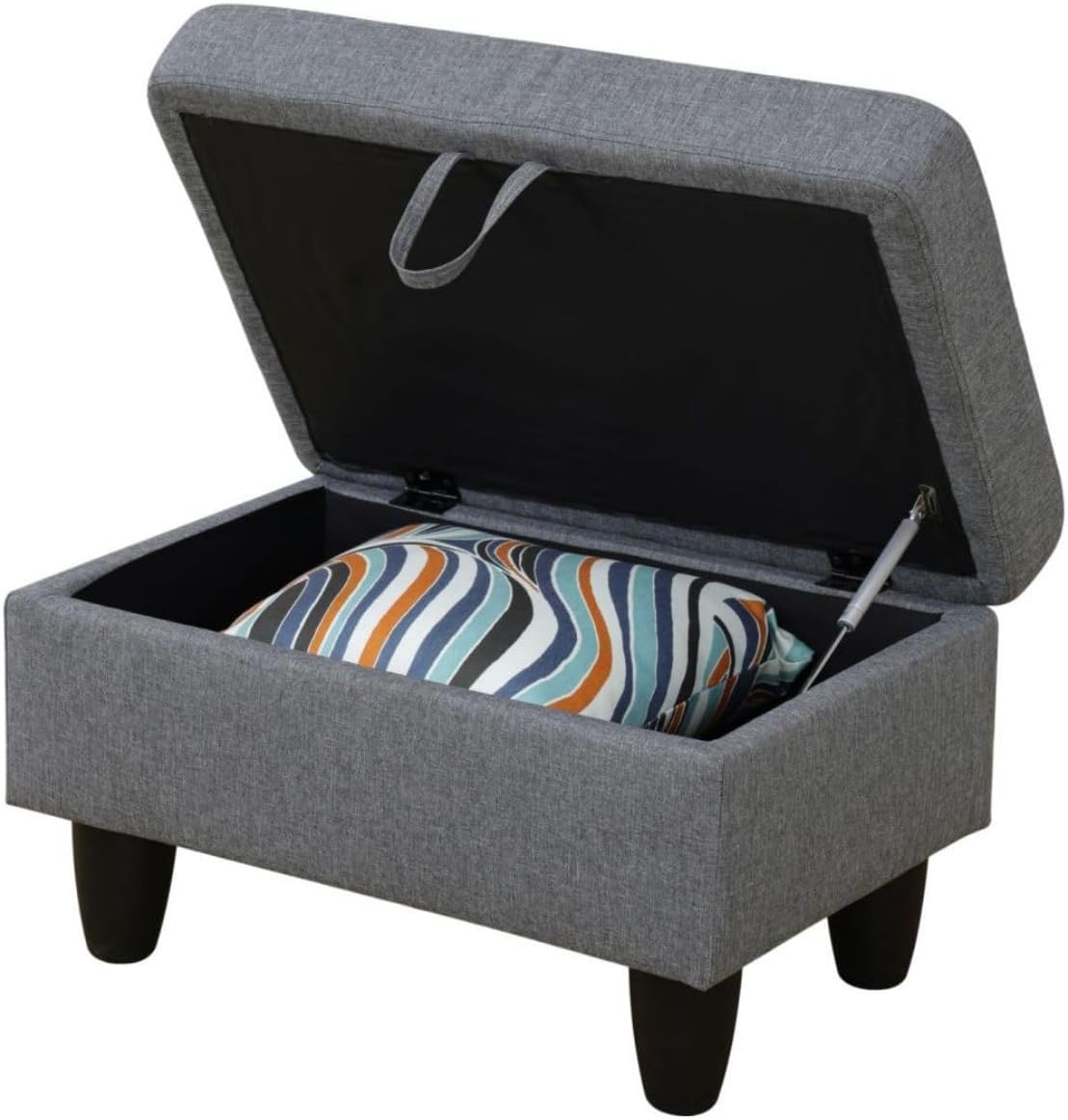 Grey-1 L-Shaped 3-Piece Linen Sofa with Storage Ottoman Set, Sectional Couch Sofa Set for Living Room, Office, Small Space
