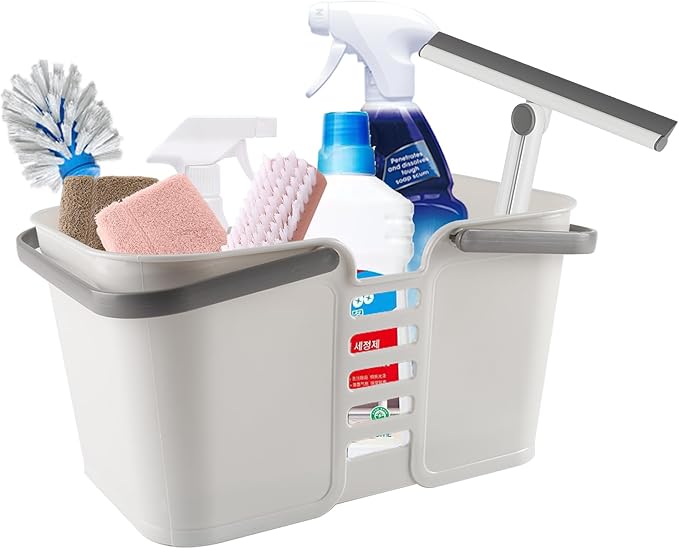 Cleaning Supply Caddy,Large Cleaning Products Storage Organizer with Handles,Portable Plastic Bucket Tool Storage Shower Caddy Basket for Bathroom, Bedroom, Kitchen, College Dorm, Garden