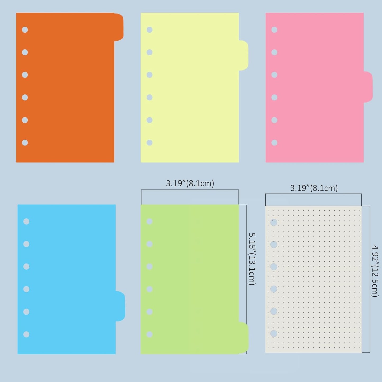 Harphia A7 6 Holes Binder Refill Value Set, 90sheets dotted loose leaf paper with stickers and dividers, planner inserts with binder pockets for A7 binder 6 holes refillable notebook,005dA7dot