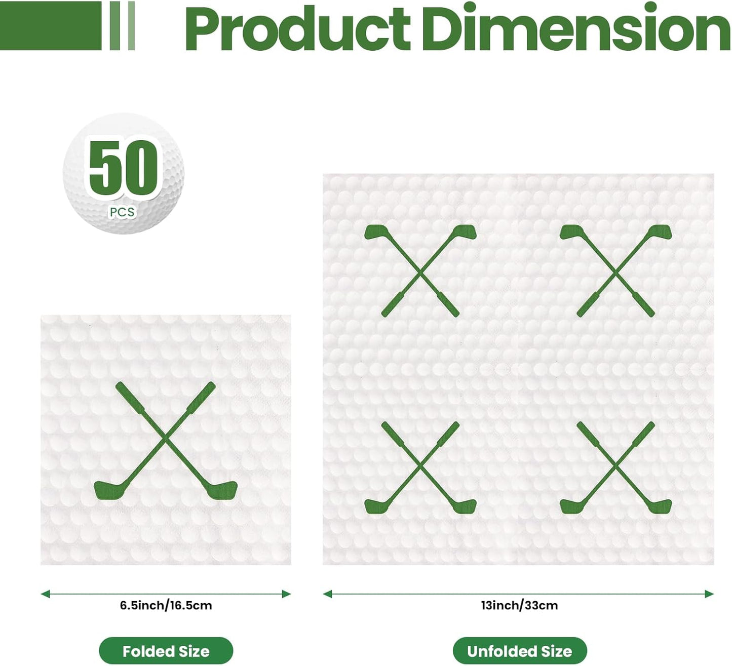 50 Pieces Golf Paper Napkins 13 x 13 Inches Luncheon Napkins Cocktail Napkins Disposable Sports Theme Decorations for Kids Baby Shower,Birthday Party,Golf Theme Party Supplies