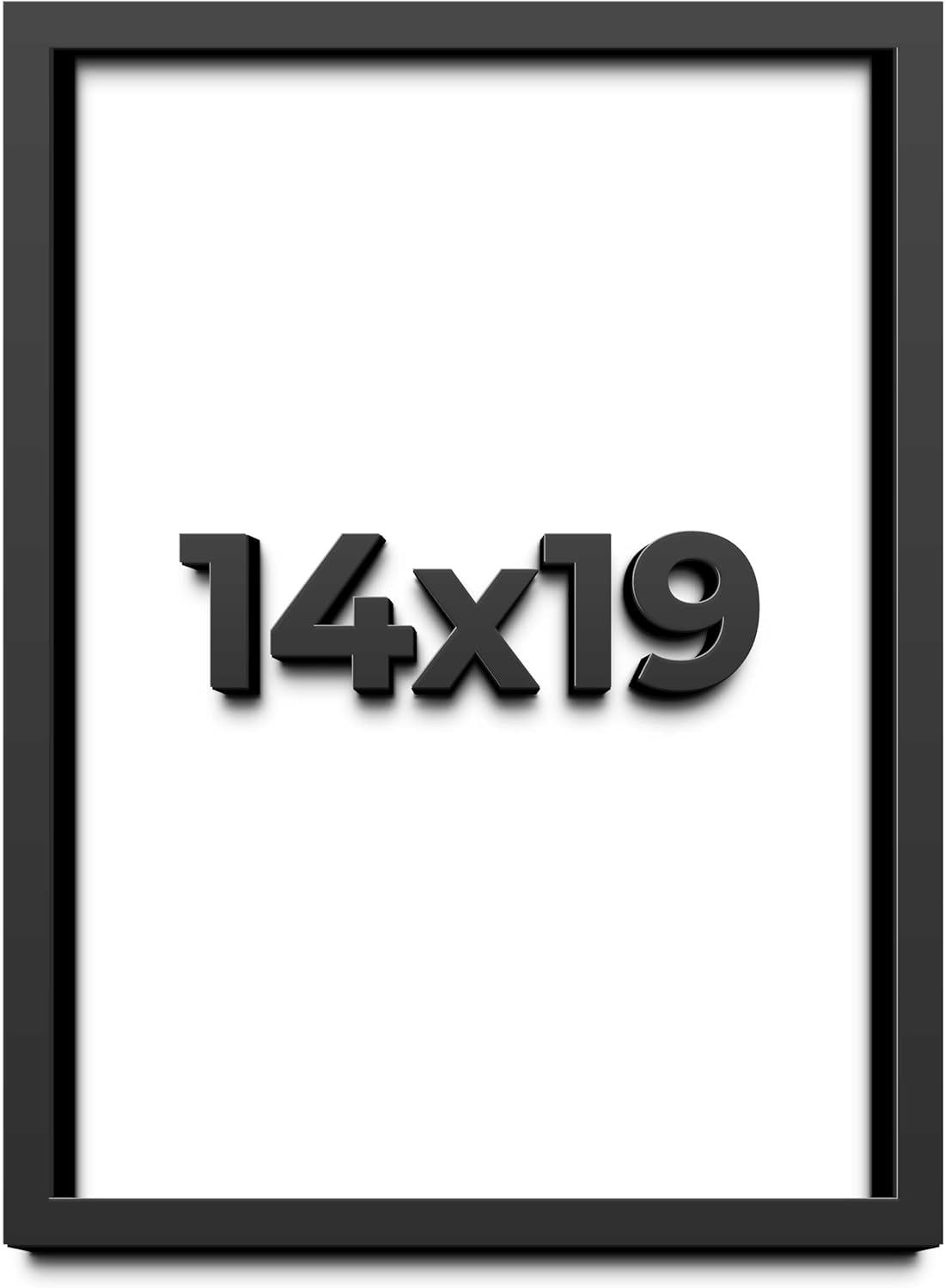 14x19 Shadow Box Black Solid Wood Display Frame with White Acid-Free Backing UV Acrylic & Hanging Hardware - with 3/4" Usable Depth