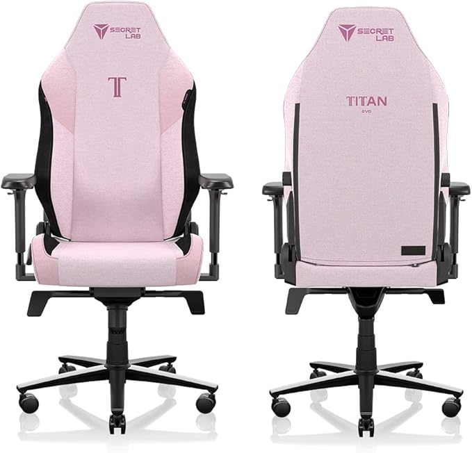 Secretlab Titan Evo Plush Pink Gaming Chair - Ergonomic & Heavy Duty Computer Chair with 4D Armrests, Magnetic Head Pillow & Lumbar Support - Big and Tall Gaming Chair 395 lbs - Pink - Fabric