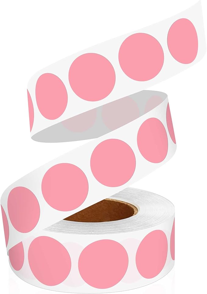 0.75 Inch Multi - Purpose Removable Labels,1000 PCS 3/4" Pink Dots for Classroom, Papers, Market, Price Tags, and Library Book Labels. Non - Printable Round Colored Stickers