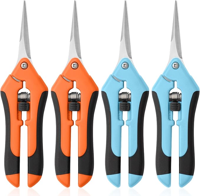 4 Pack Garden Pruning Shears, Stainless Steel Shears, Gardening Shears Scissors Pruning Shears for Gardening Tools (2pcs Blue+2pcs Orange)