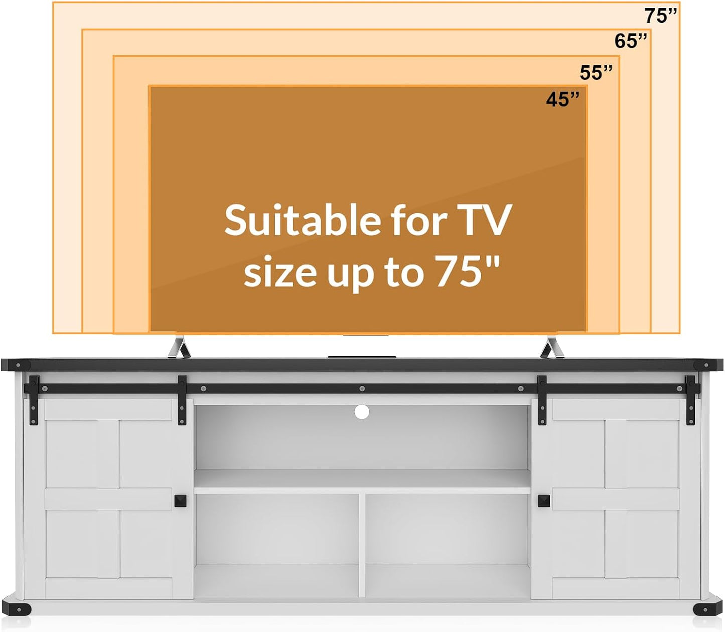GAOMON 70" Farmhouse TV Stand for 80/75/70 Inch TVs,Entertainment Center Storage Cabinets w/Power Outlets and Sliding Barn Door,Rustic TV Stands for Living Room,Media Console Cabinet