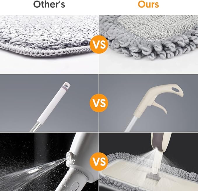 Spray Wet Mops for Hardwood Floor Cleaning - MEXERRIS Microfiber Dust Mop with Spray 3X Reusable Washable Pads - Hard Wood Floor Mops Commercial Home Use for Laminate Wood Tiles Hardwood
