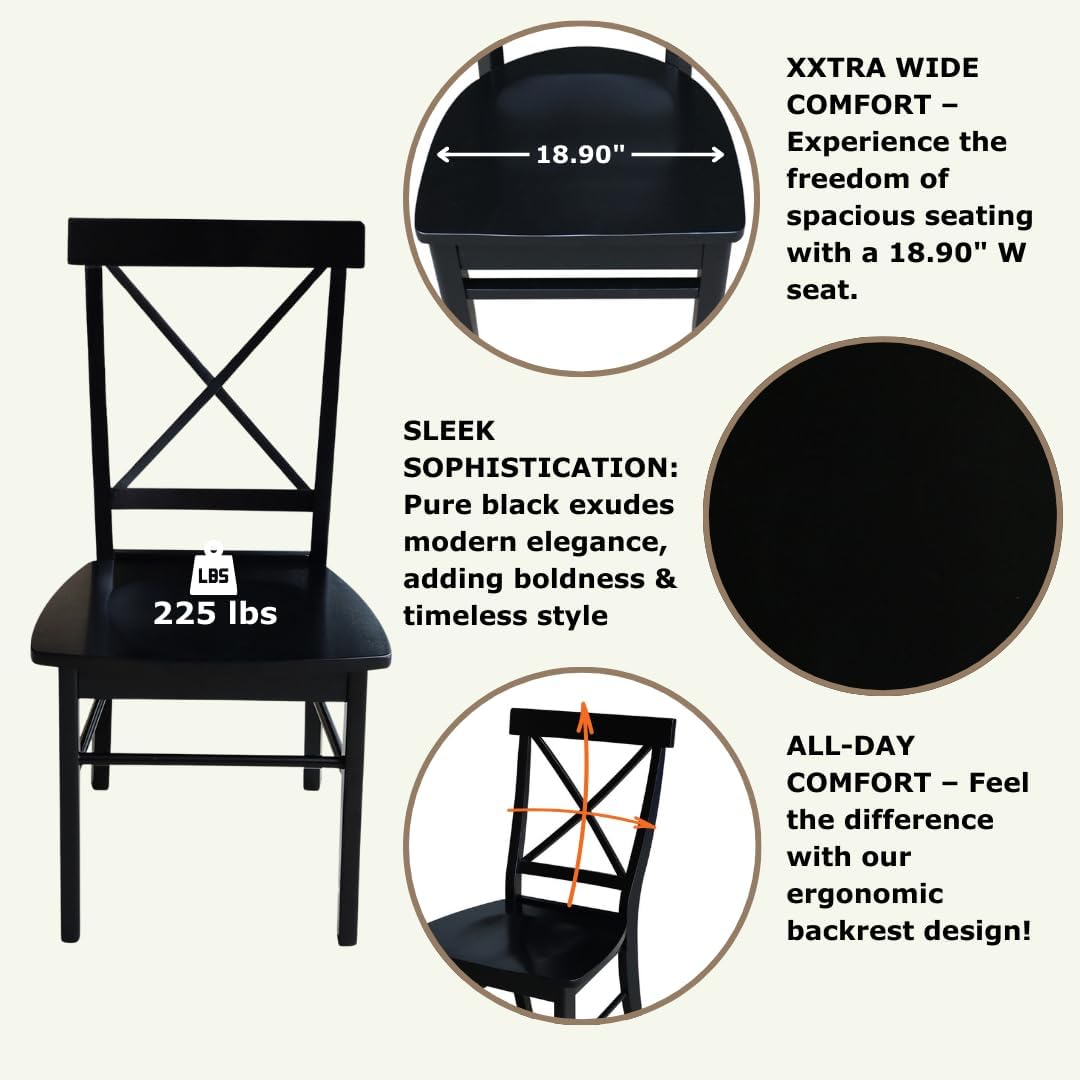 Set of Two X-Back Dining Chairs, Black