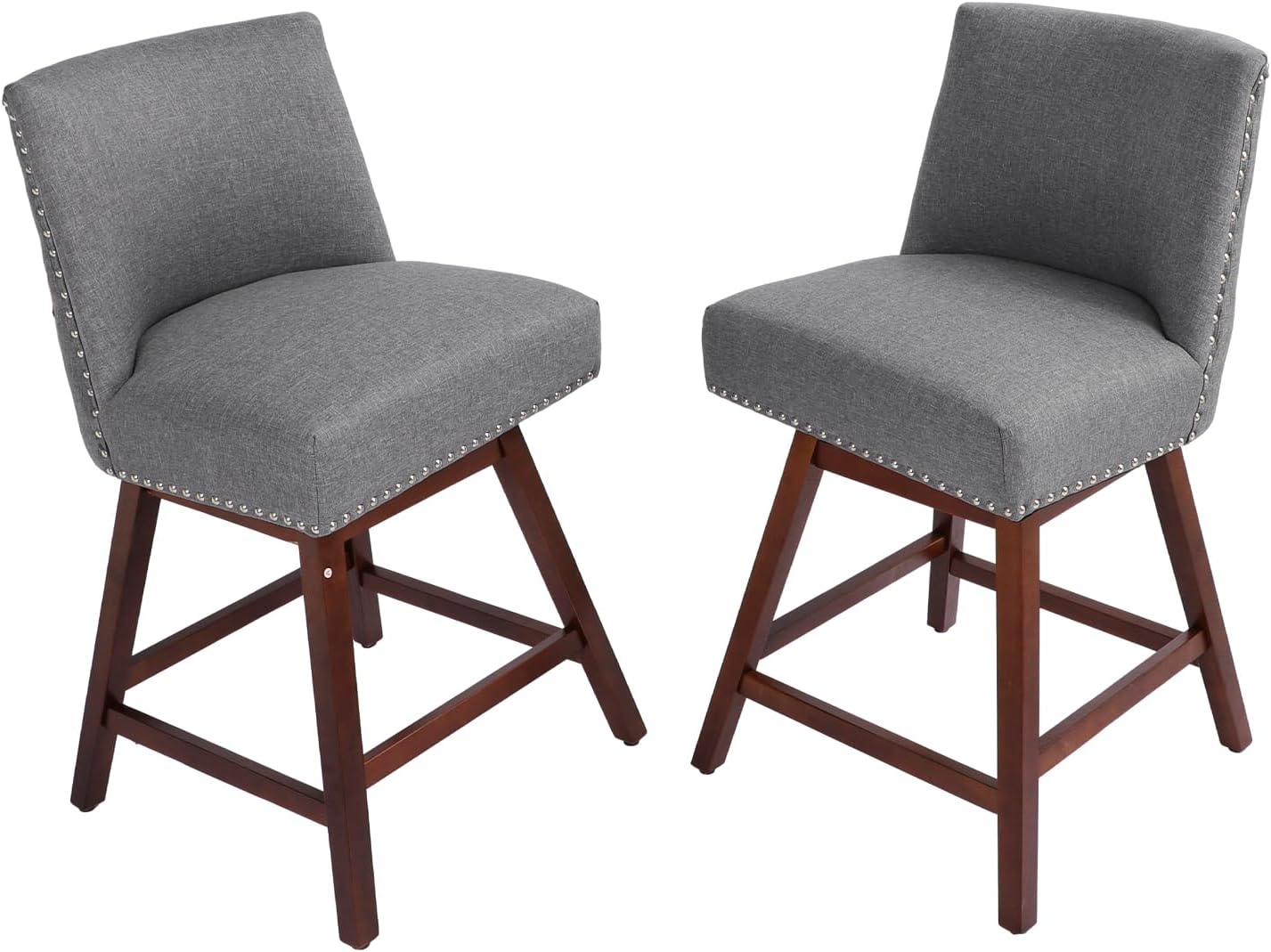 Counter Height Barstools Set of 4,360° Swivel Bar Stools with Back,26 inch Modern Counter barstools,Upholstered Bar Tall Stools for Kitchen Counter,Kitchen Island,Bar, Home (Dark Gray, SET OF 4)