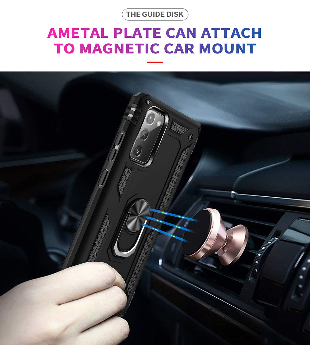 Addit Note 20 Case, Phone Case For Samsung Galaxy Note 20 Case,With Kickstand Ring,Adjustable Stand,Military Grade,Heavy Duty Pr