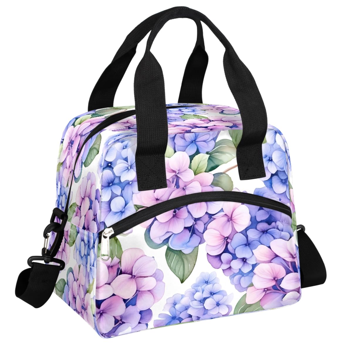 Pardick Purple Flower Floral Insulated Lunch Bag for Women Girl Reusable Lunch Tote Box With Shoulder Strap Lightweight Thermal Cooler Meal Prep Bag for Work School Office Picnic