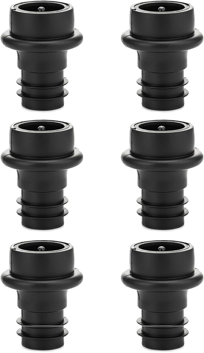 WOTOR Wine Stoppers - Vacuum Wine Saver, Preserver & Sealer (Black, 6 Pieces)