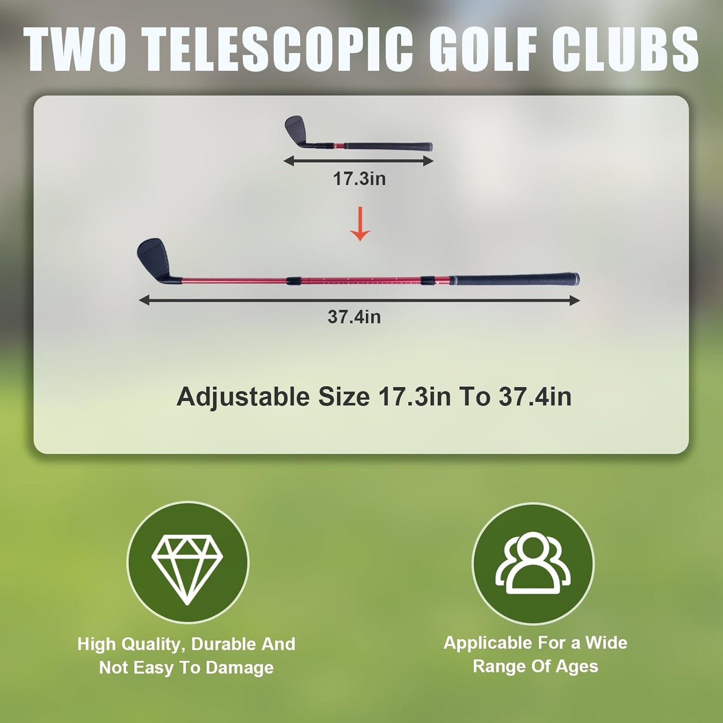 Backyard Golf Game,6pcs Golf Yard Game with 2 Adjustable Clubs, Suitable for Lawns,Outdoors,Parks and Beaches