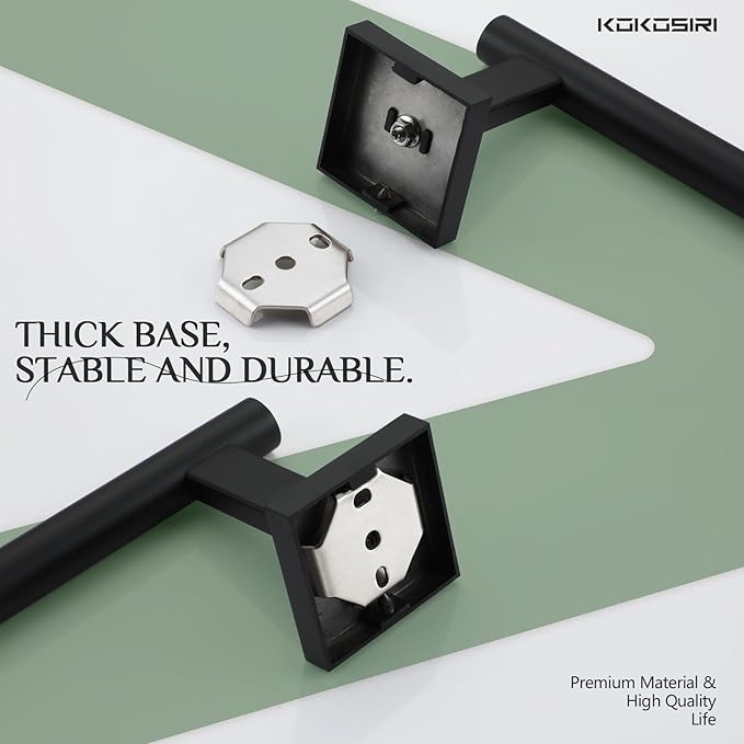 KOKOSIRI Towel Bar Matte Black Bathroom Hardware Hand Towel Rails Wall Mounted Kitchen Toilet Cabinet Paper Holder 2 Pack, Stainless Steel B3008BK-P2