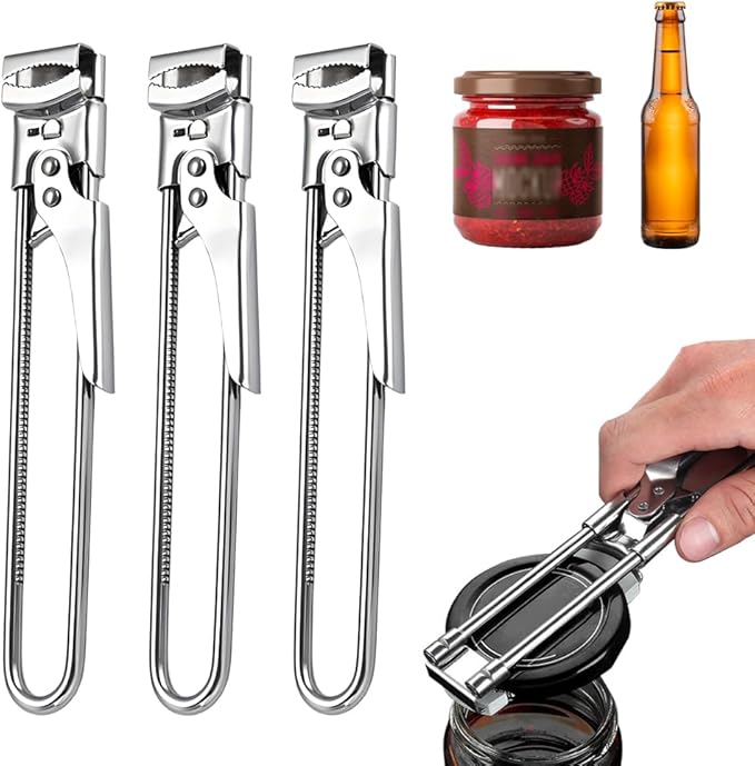 Adjustable Stainless Steel Jar Opener, 2026 New Metal Jar Opener for Canning Lids, Multifunctional Can Bottle Jar Lid Opener for Seniors (3PCS)