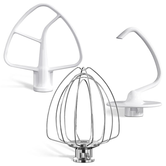 LETOMS Stand Mixers Accessories 3-Piece Including K45WW Wire Whip & K45DH Dough Hook & K45B Flat Beater fit for Kitchenaid 4.5-5QT Tilt-Head Stand Mixers