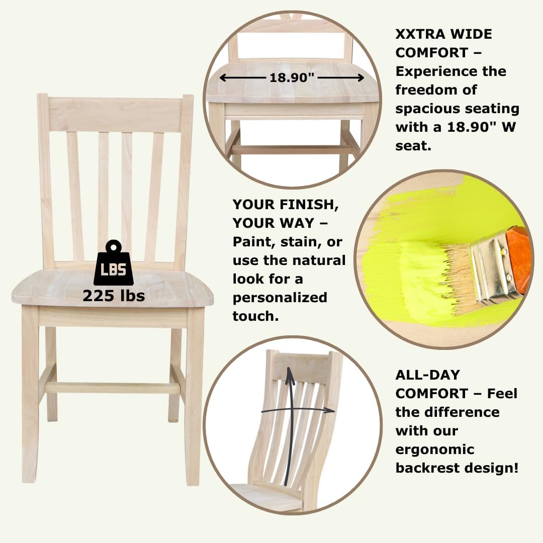 Set of Two Cafe Dining Chairs, Unfinished