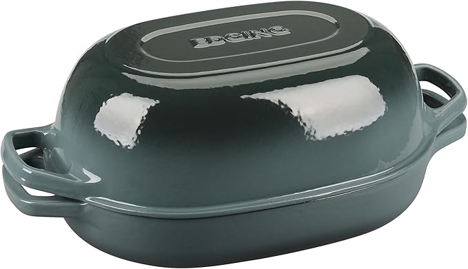 Enameled Cast Iron Oval Dutch Oven Pot with Lid, Dutch Oven for Sourdough Bread Baking, Oval Bread Pan, Bread Oven, Bread Dutch Oven, 7qt, Slateblue