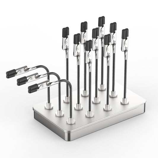 Actekart Metal Model Painting Stand Base and 12PCS Magnetic Bendable Alligator Clip Sticks Set for Gundam Model Parts Coloring, for Airbrush Spray