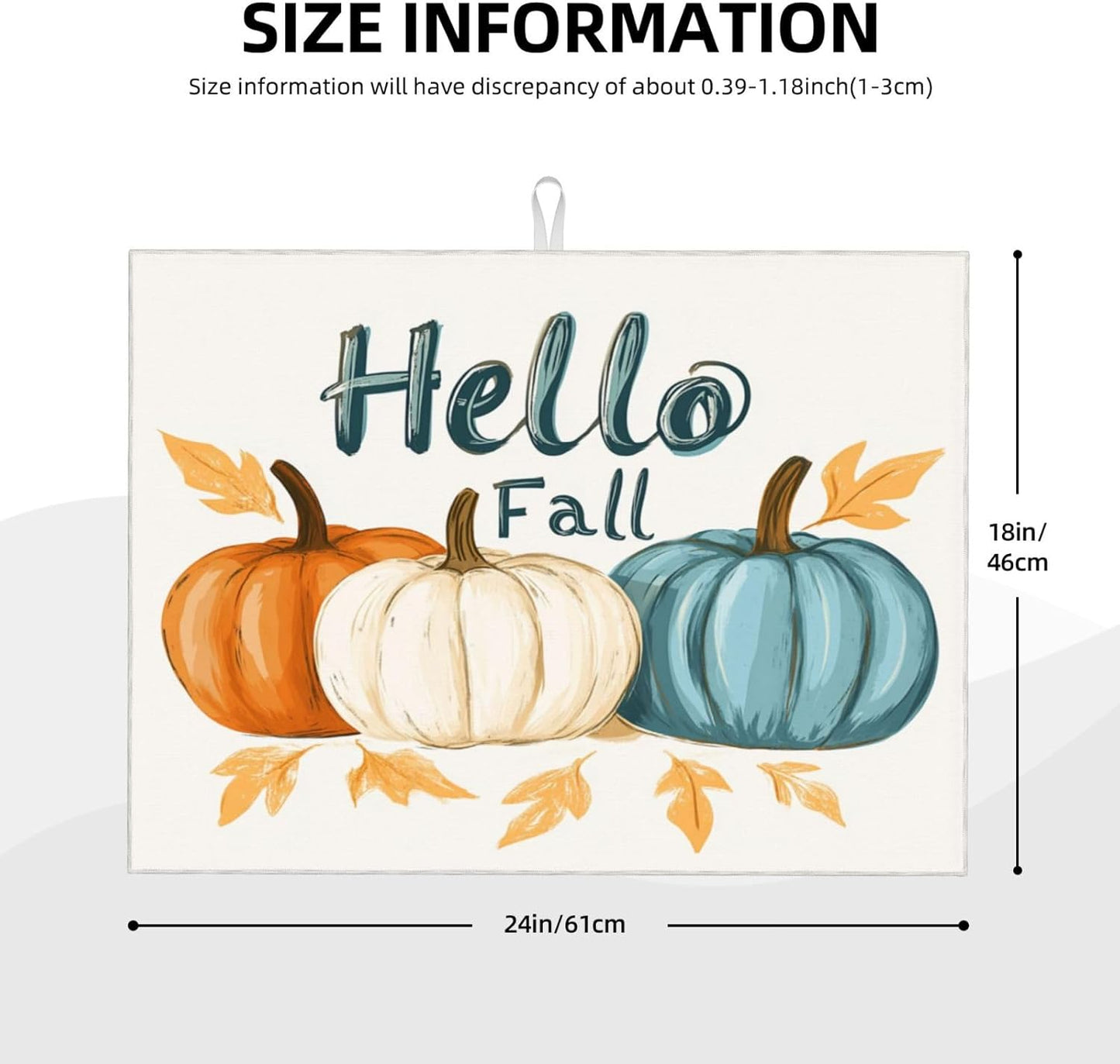 Dish Drying Mat for Kitchen Pumpkin Fall Leaf Autumn Counter Absorbent Dishes Drainer Microfiber Large 18x24 Inch