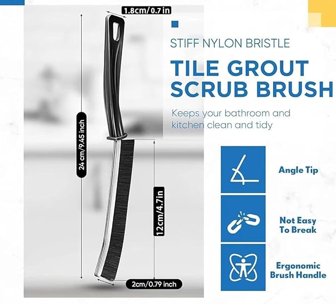 Wdianoutdoor Crevice Cleaning Brush, Heavy-Duty Bristle Brushes for Compact Space Cleaning, Slim Gap Scrubbing Tool, Perfect for Kitchen Surfaces, Window Tracks, Bathroom Tiles & Faucets (BK 3 Pcs)