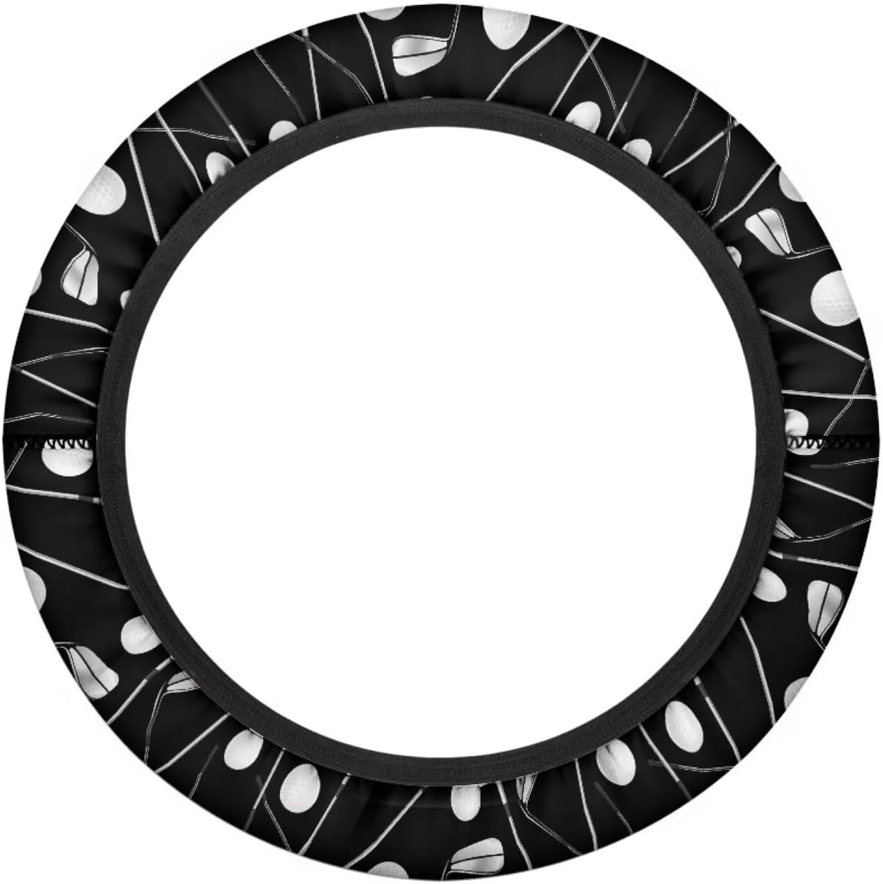 Golf Cart Steering Wheel Covers, Black, 13-14 Inch, Polyester, Universal Fit, Sun Shade, Non-Slip, Heat Insulating, Decorative
