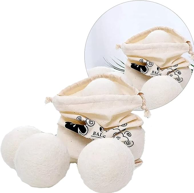 Estink 6PCS Wool Dryer Balls Fabric Softener Balls Laundry Balls for Baby Sensitive Skin Shorten Drying Time Reduce Static with Reusable Wool Dryer Balls for Fluffy Fabrics Pet Hair