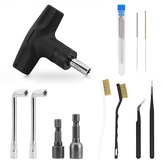 25PCS 3D Printer Nozzle Cleaning Kit with1.5Nm Nozzle Torque Wrench for 3D Printer Nozzle Changing,Includes 25 Cleaning Pins,Tweezers,Brushes for Optimal 3D Printing Performance