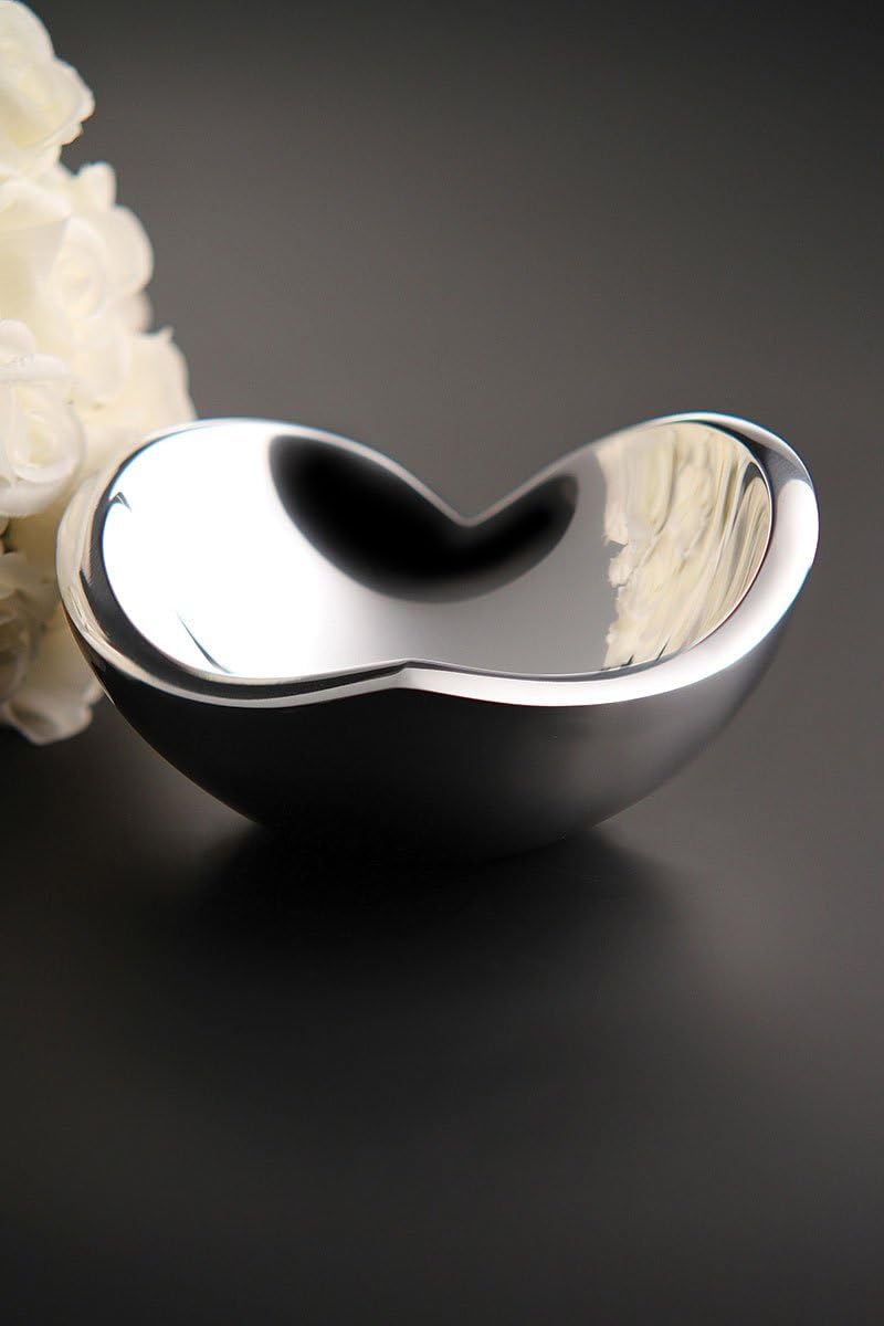 Nambe Alloy Classic Love Bowl, Heart Shaped Modern Design, For Wedding, Anniversary, Valentine’s Day, Oven Safe, Ring Dish, Decorative Trinket Tray, Designed by Sean O'Hara (6.25")