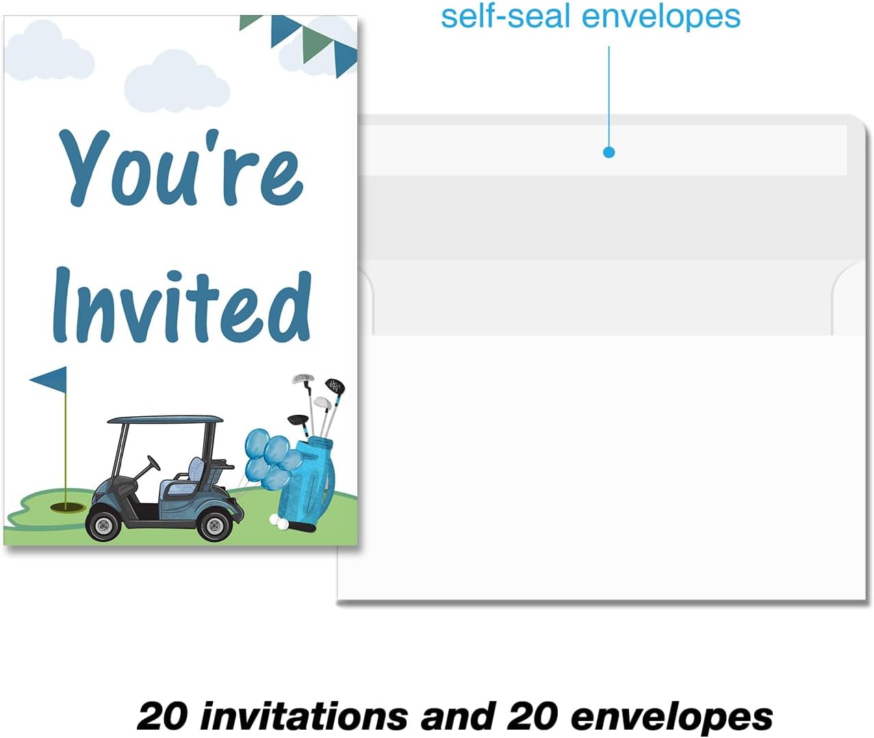 Soiceu Blue Golf 1st Birthday Party Invitations with Envelopes Set of 20 Par-Tee Golf First Birthday Invites Fill in Blank