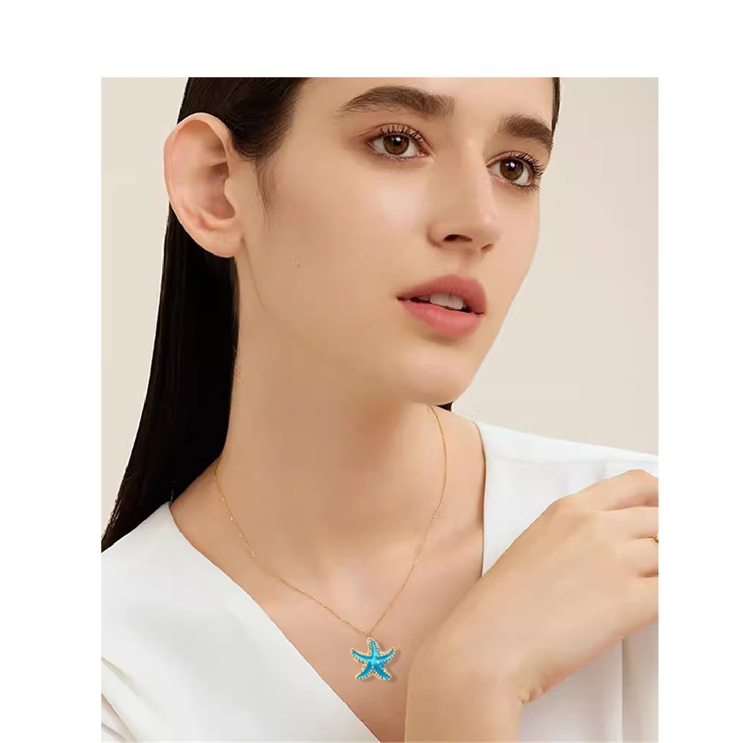 Dreuyet Starfish Necklaces for Women Dainty Alloy Enamel Ocean Starfish Pendant Necklaces Cute Tiny Summer Beach Necklace Jewelry Gifts for Best Friend (blue)