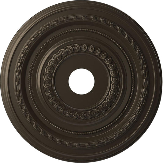 22Od X 3 1/2Id X 1P Cole Thermoformed Pvc Ceiling Medallion (Fits Canopies Up To 6), Metallic Dark Bronze
