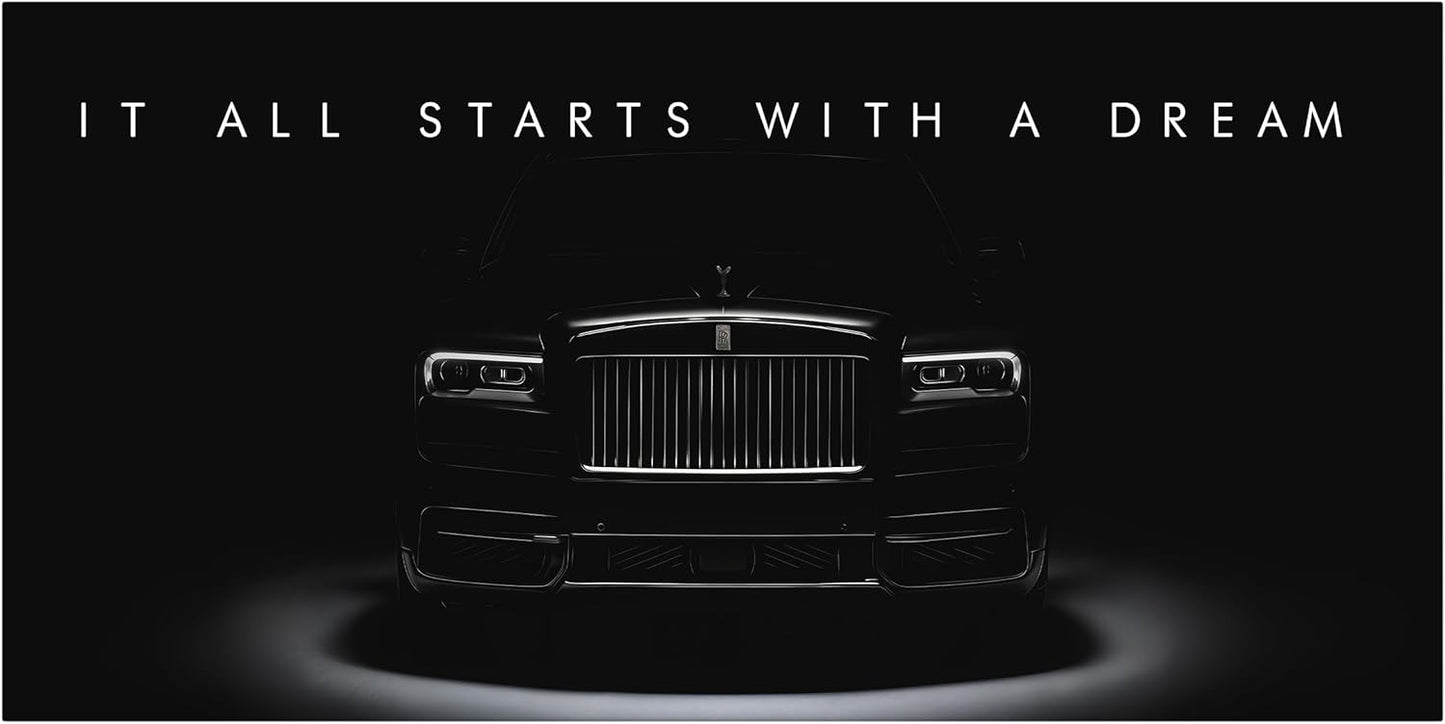 Motivational Wall Art for Office, Super Car Art Canvas, Inspirational Automotive Decor for Rolls-Royce Cullinan Black Badge Lovers, Motivational Wall Decor for Home, Car Poster (10" x 20" in)