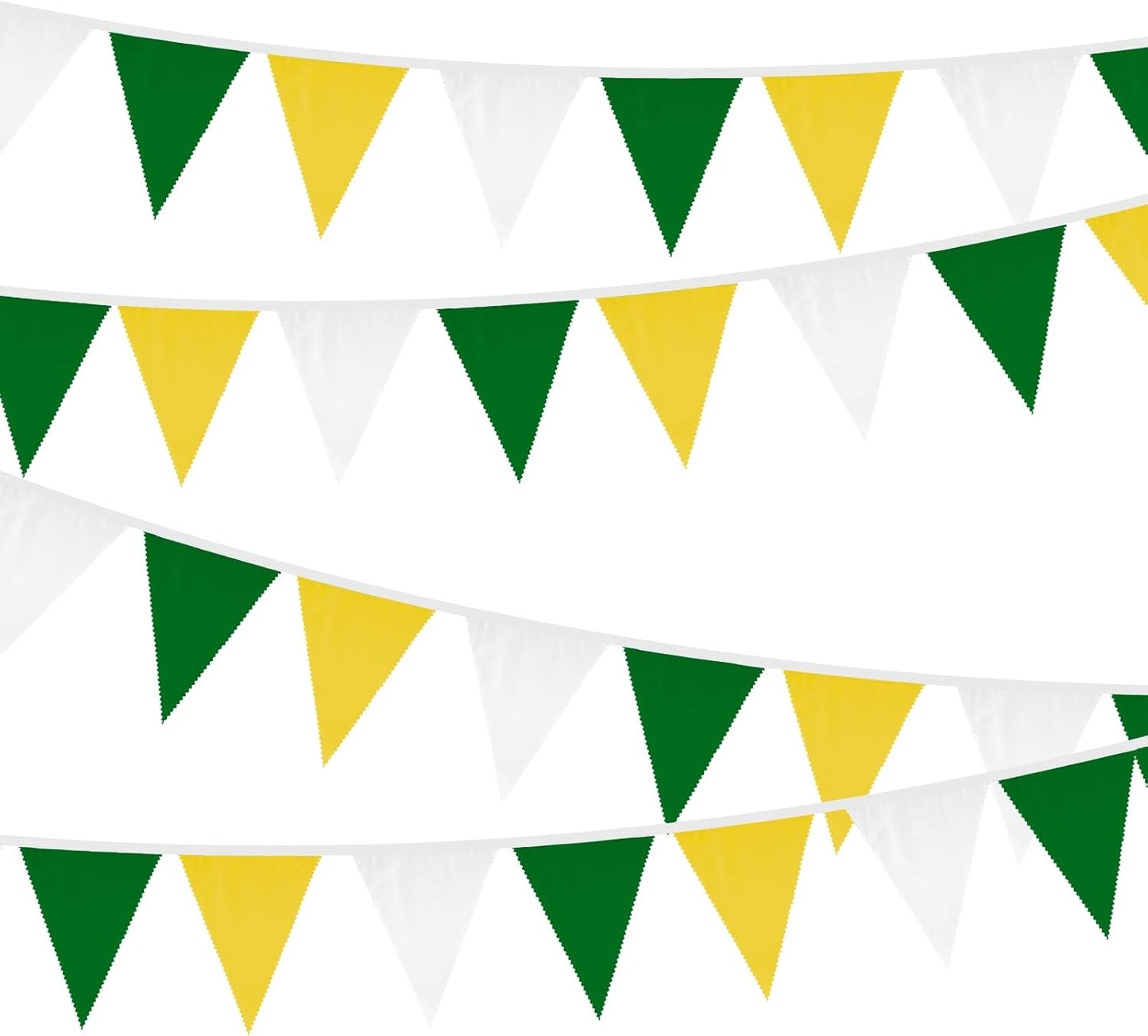 jijAcraft 39Ft Yellow Green White Banner, Golf Party Decor Triangle Flag, Tea Party Fabric Bunting Garland, Partys Decor Pennant Hanging Banner for Spring Summer, Birthday, Wedding