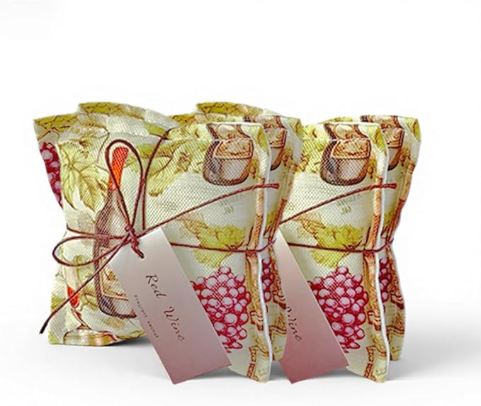 AUCUDA Christmas 4pcs Wine Scented Sachet Bags for Drawers and Closets Decorations, Potpourri Packets for Women Clothes Storage, Winter Holiday Fragrance Pillow for Bedroom Indoor, Air Fresheners.